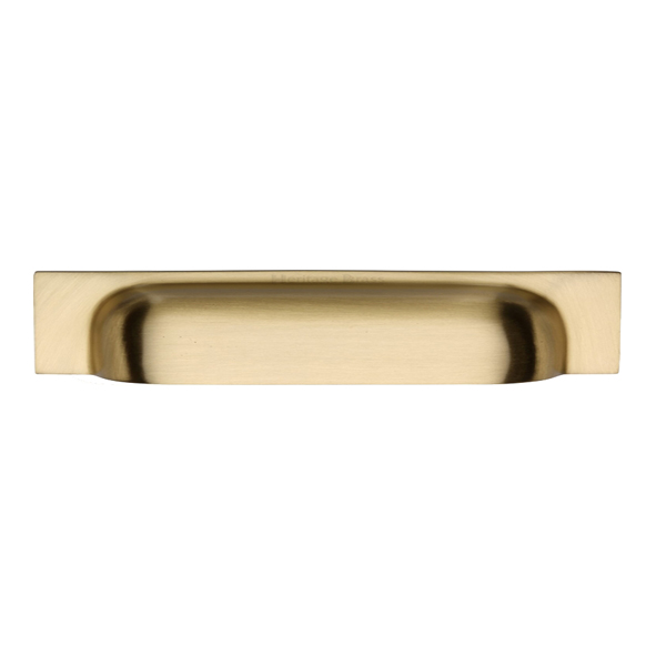 C2766 152-SB • 152/178 c/c x 221x42x22mm • Satin Brass • Heritage Brass Concealed Fix Square Plate Contemporary Cup Handle